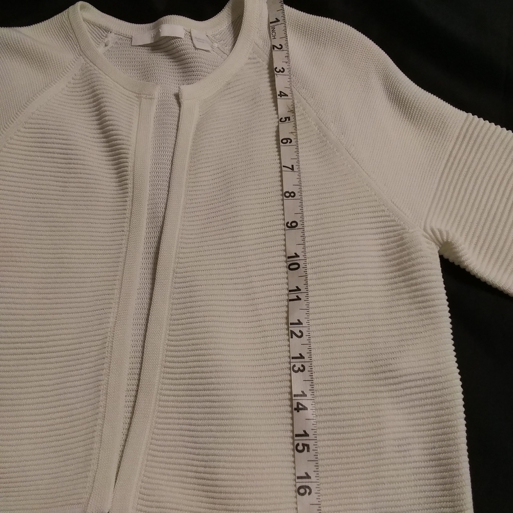 Hugo Boss White Ribbed Open-Front Cropped Cardigan - Picture 6 of 8